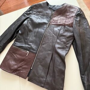 Jez Elite Women’s Lambskin Leather Vintage Patch Brown Black Jacket Coat 12